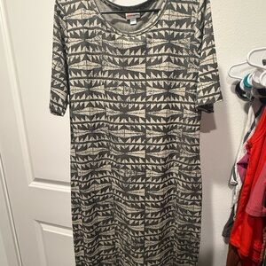 LuLaRoe Black and Cream Geometric Midi Dress